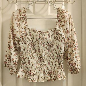 Paper Crane Floral Peasant Crop Top